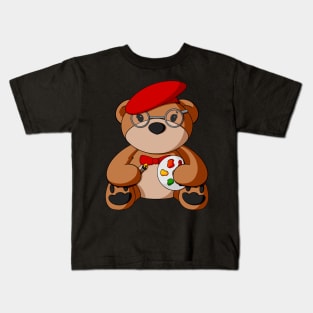 Artist Teddy Bear Kids T-Shirt